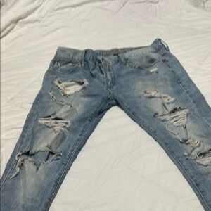 American Eagle Outfitters Blue Skinny Jeans with Distressed Style
